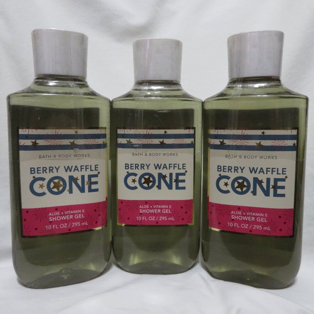 BERRY WAFFLE CONE Bath & Body Works Shower Gel 10 fl oz x 3